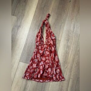 Ale by Alessandra Halter Elegant Red Floral Midi Dress